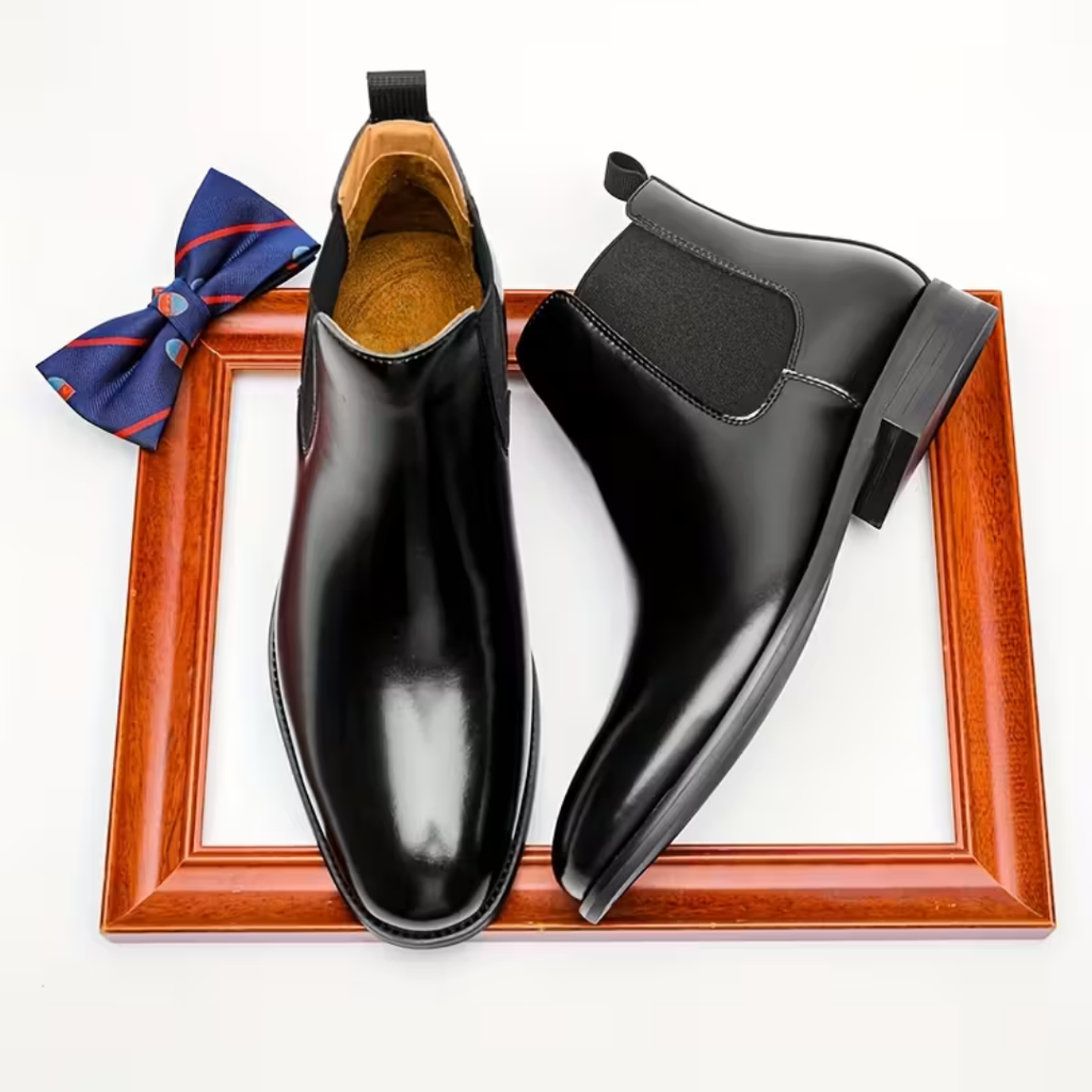 Men’s Black Chelsea Boots – Pull Tab Design