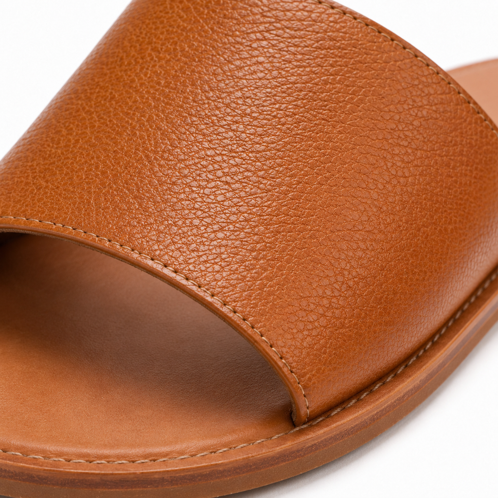 Profile view of Modish-Vogue leather slip-on sandals