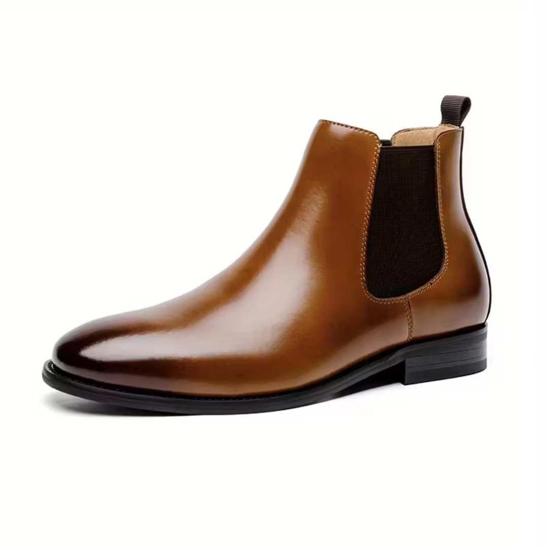 Men’s Brown Chelsea Boots – Pull Tab Design