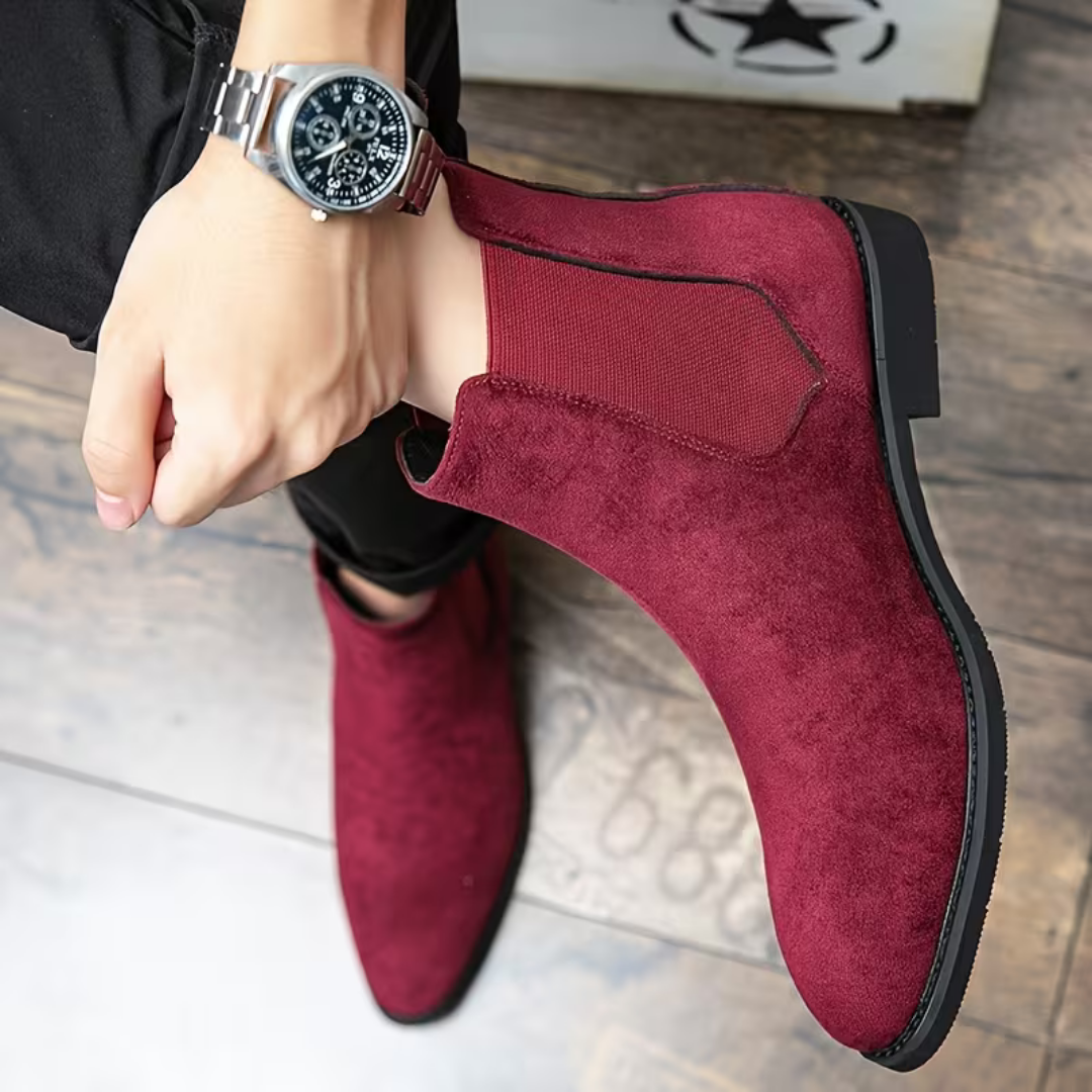 Men’s Red Chelsea Boots – Suede Finish