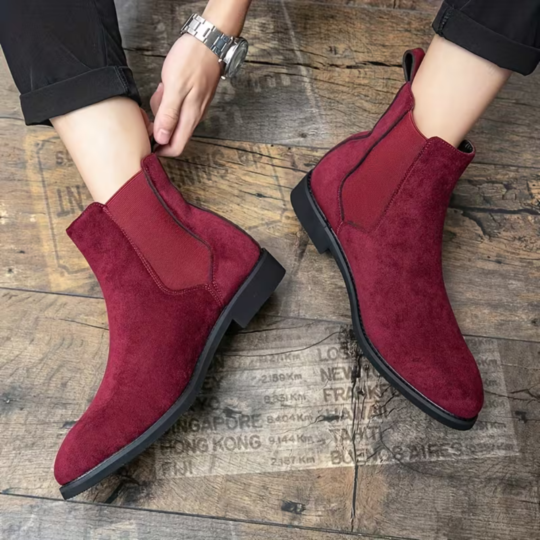 Men’s Red Chelsea Boots – Suede Finish