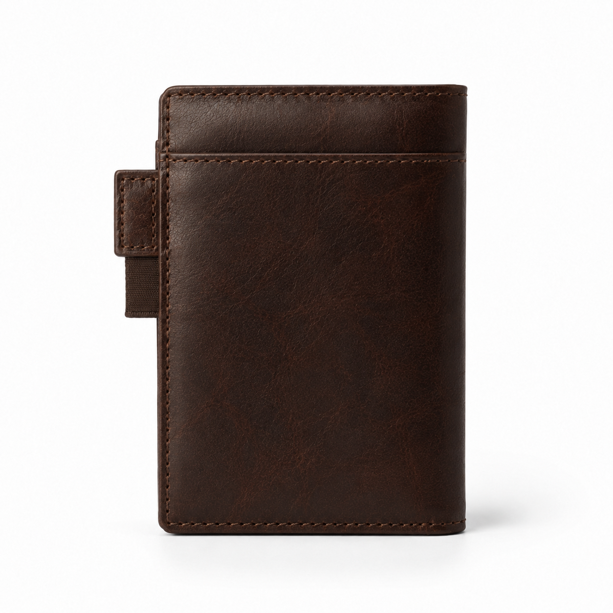 Snap button closure on Modish-Vogue travel wallet.