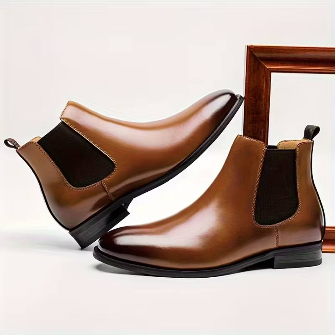Men’s Brown Chelsea Boots – Pull Tab Design