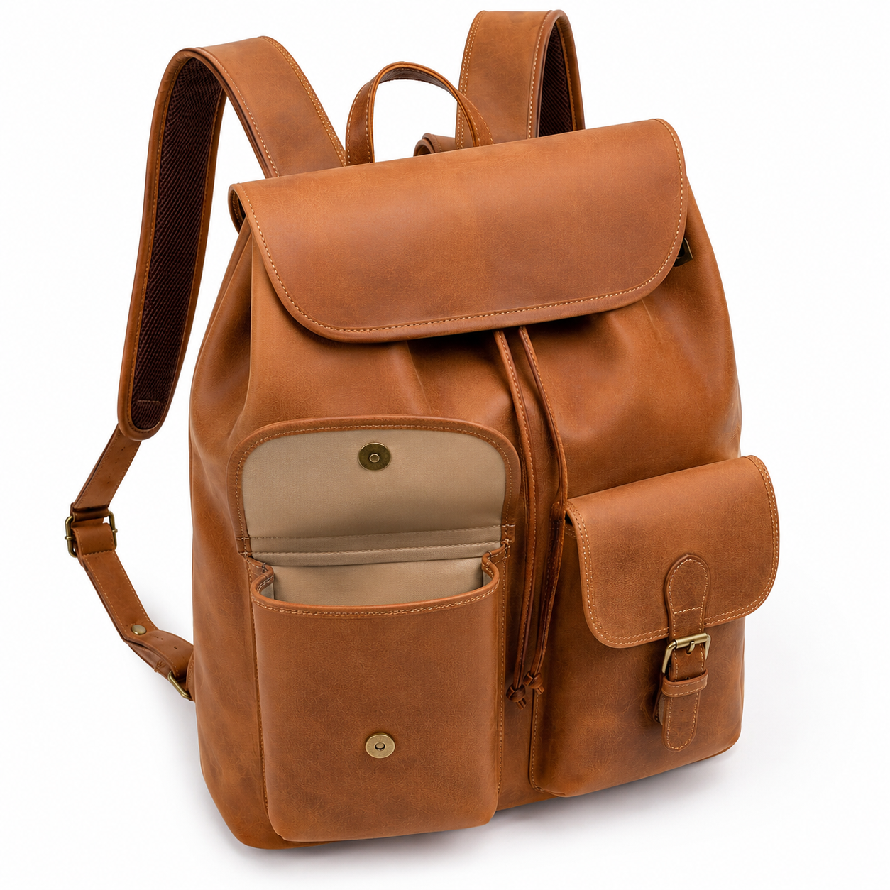 Detailed view of the leather texture and stitching.