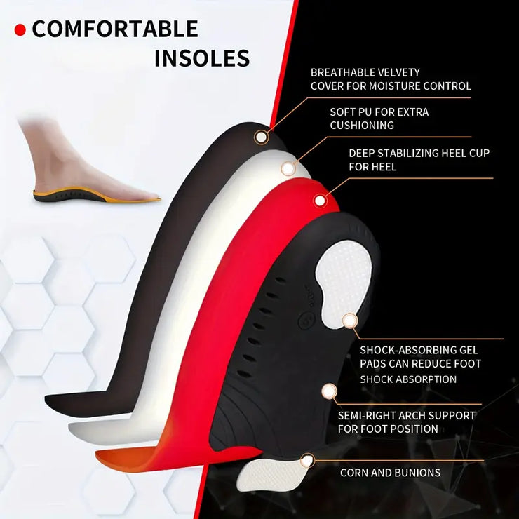 High-Elasticity Shoe Insoles | Black Red