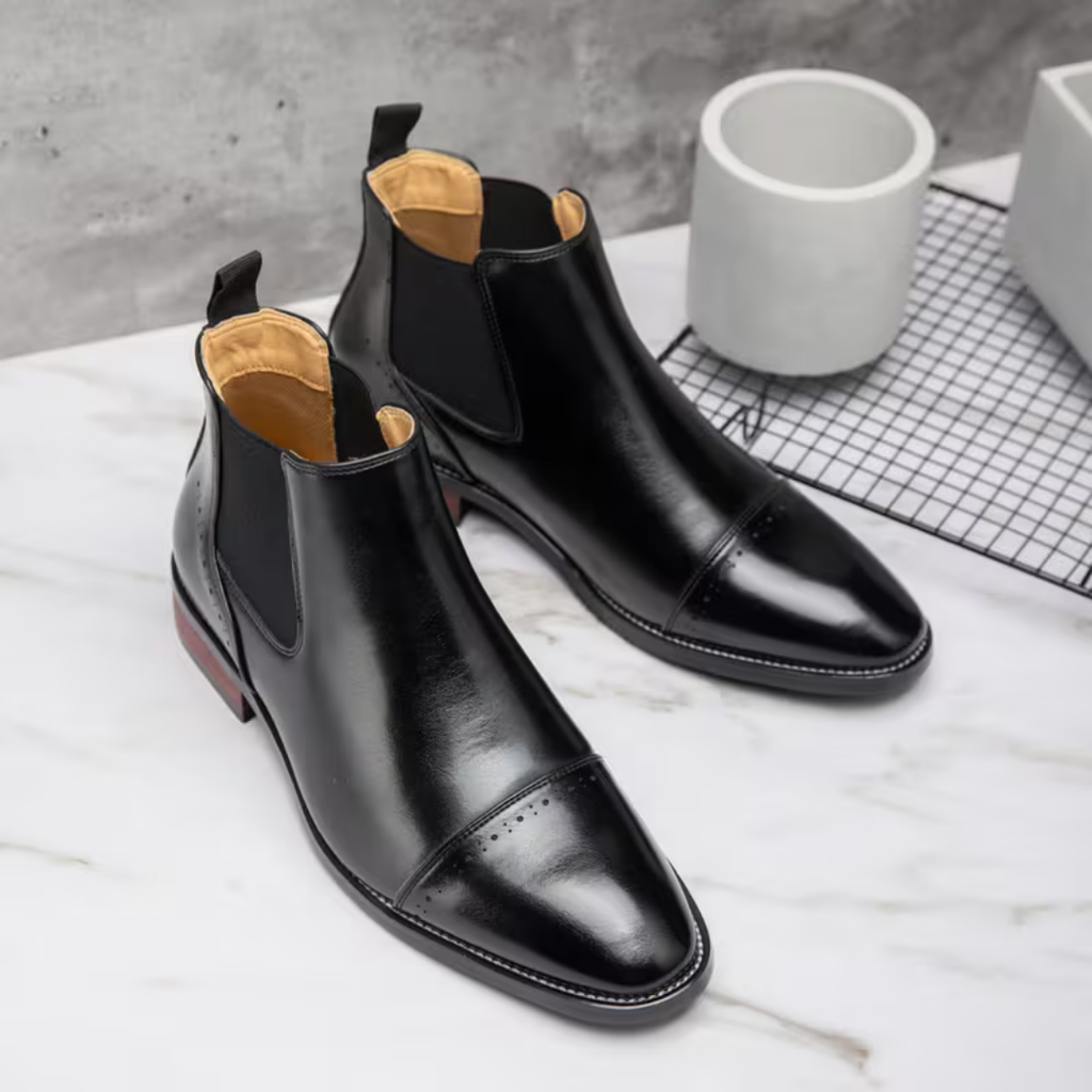 Men’s Black Chelsea Boots – Polished Finish