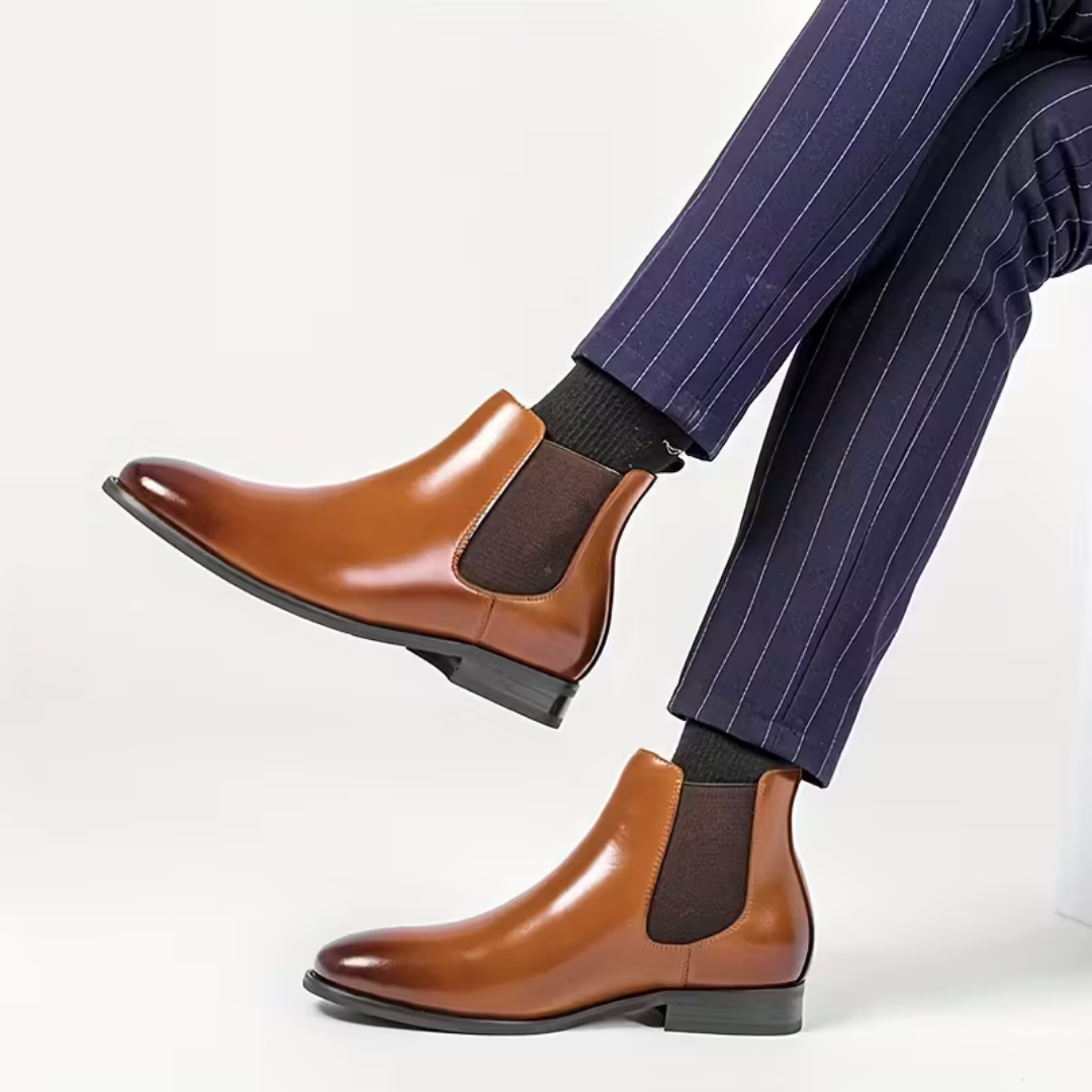 Men’s Brown Chelsea Boots – Pull Tab Design