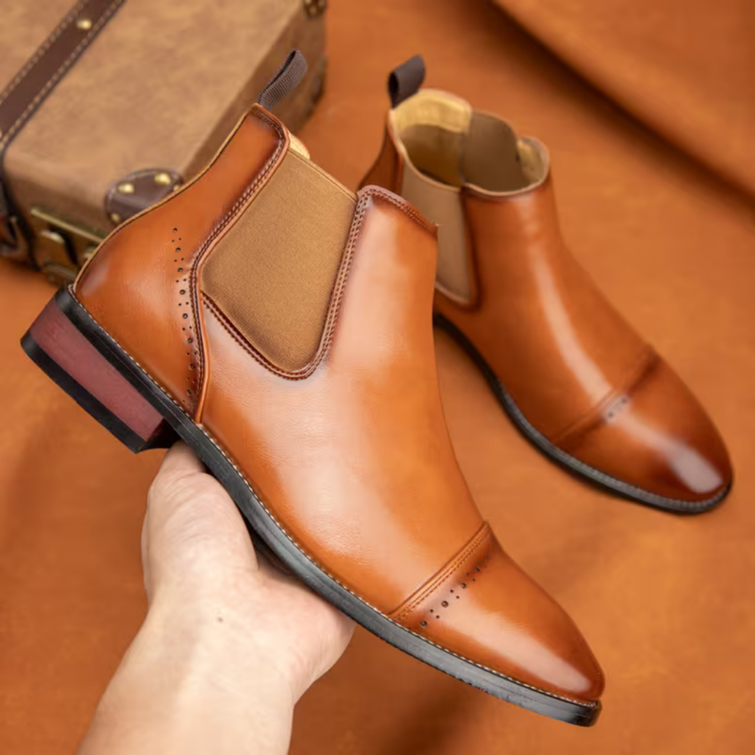 Men’s Brown Chelsea Boots – Cap Toe Detail