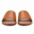 Front view of Modish-Vogue men's tan leather slip-on sandals