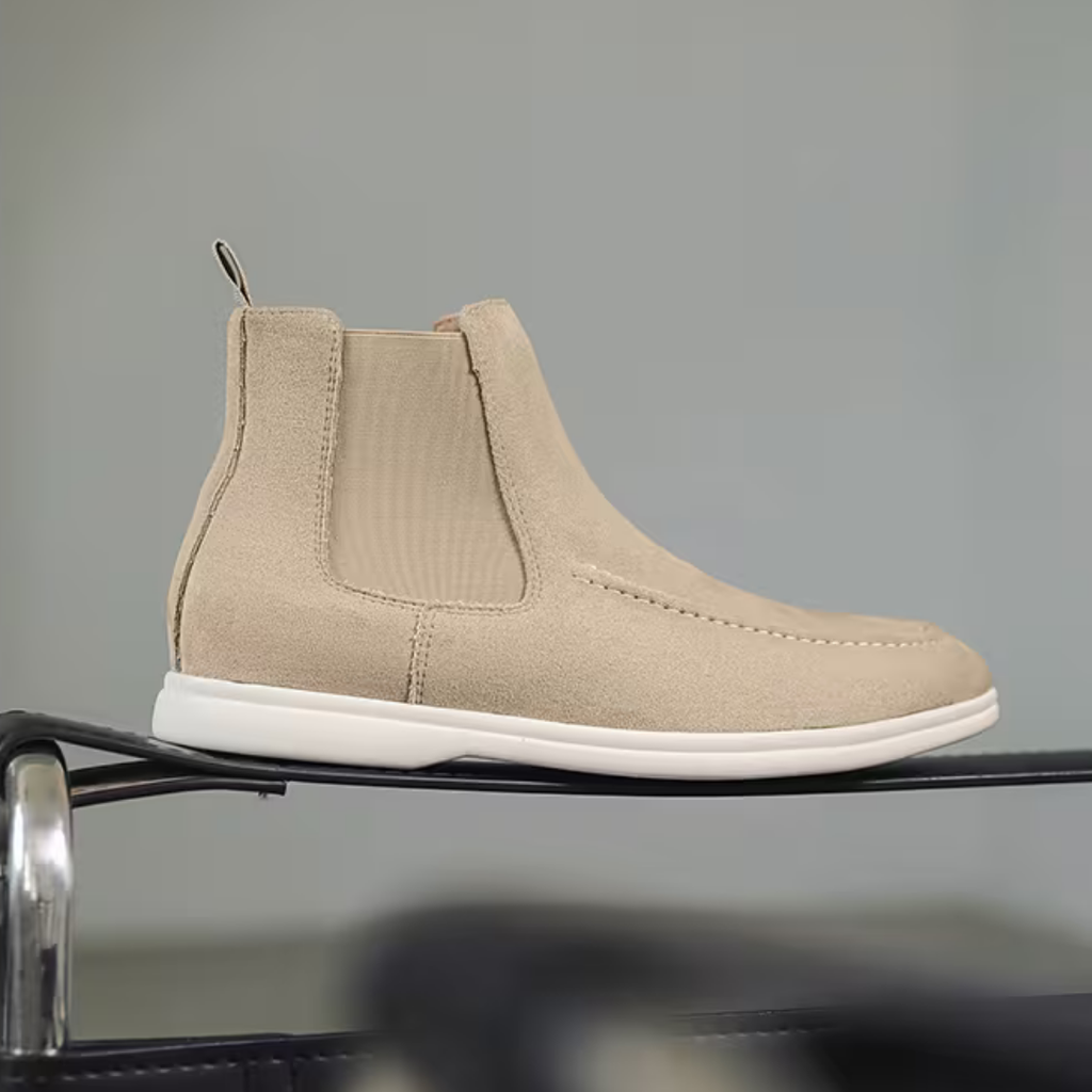 Men’s Beige Chelsea Boots – Suede Finish