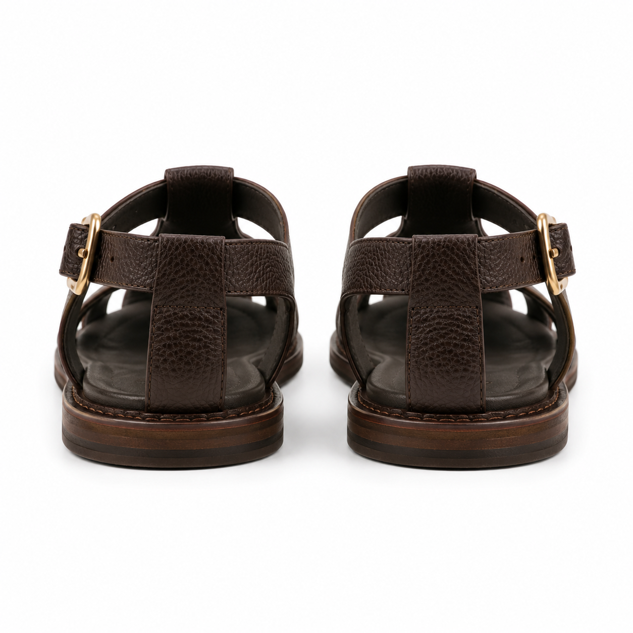 Brown sandals with buckle strap