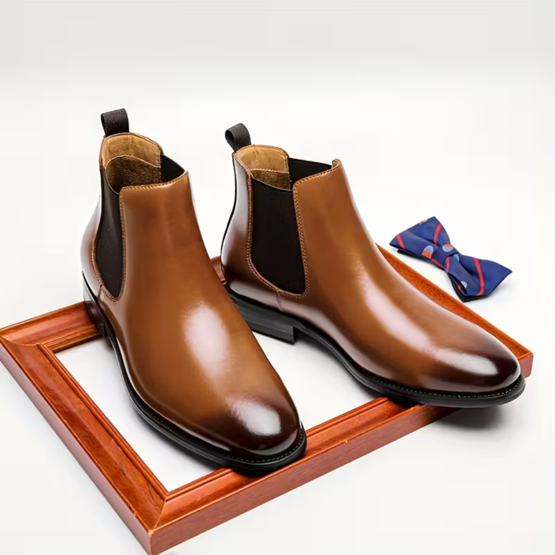 Men’s Brown Chelsea Boots – Pull Tab Design