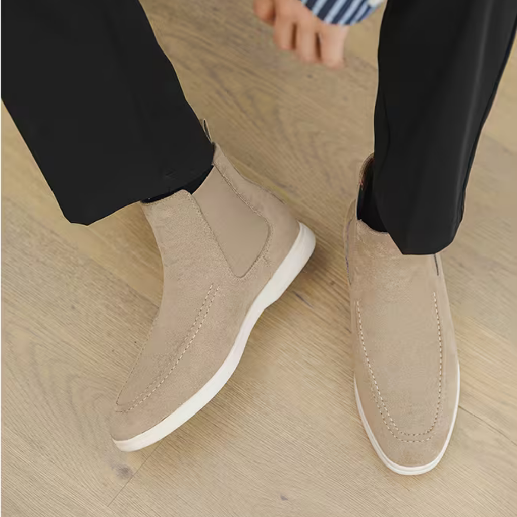 Men’s Beige Chelsea Boots – Suede Finish