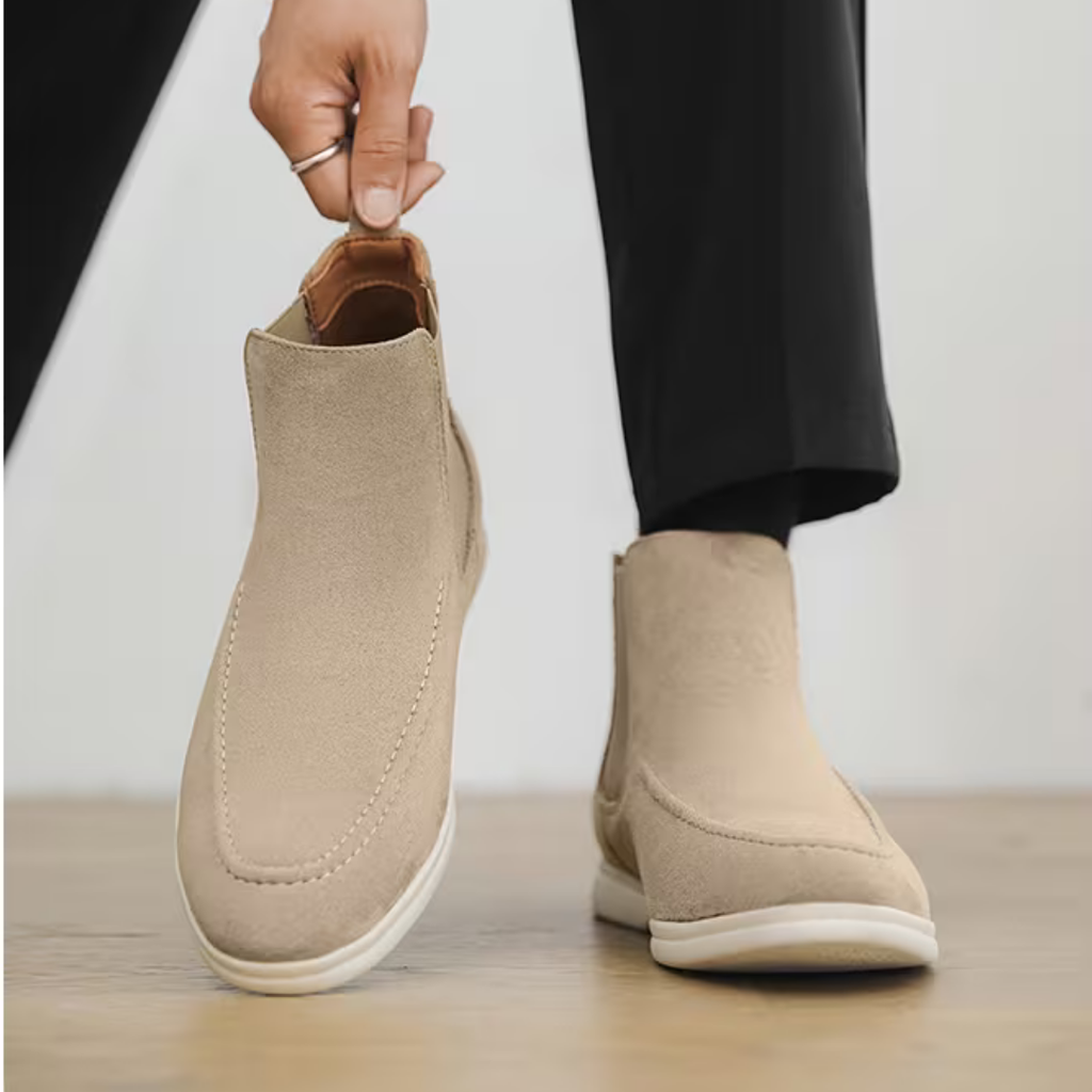 Men’s Beige Chelsea Boots – Suede Finish
