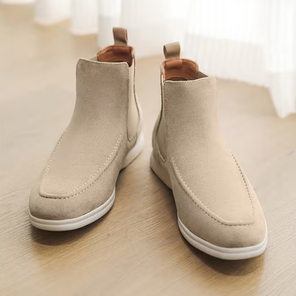 Men’s Beige Chelsea Boots – Suede Finish