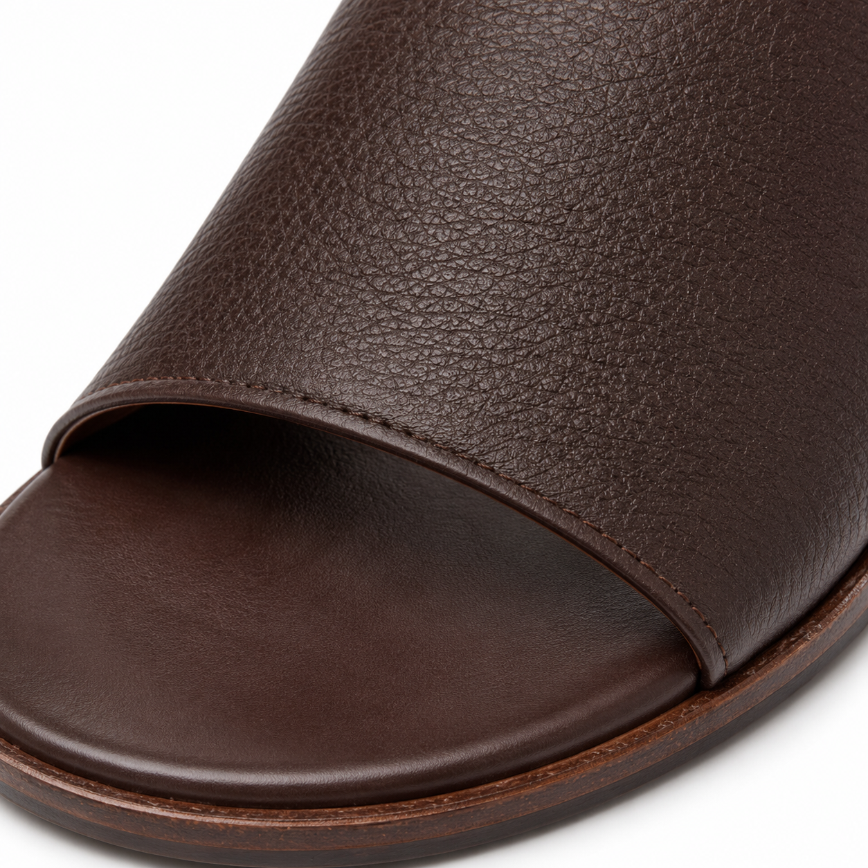 Brown leather sandals with open toe design