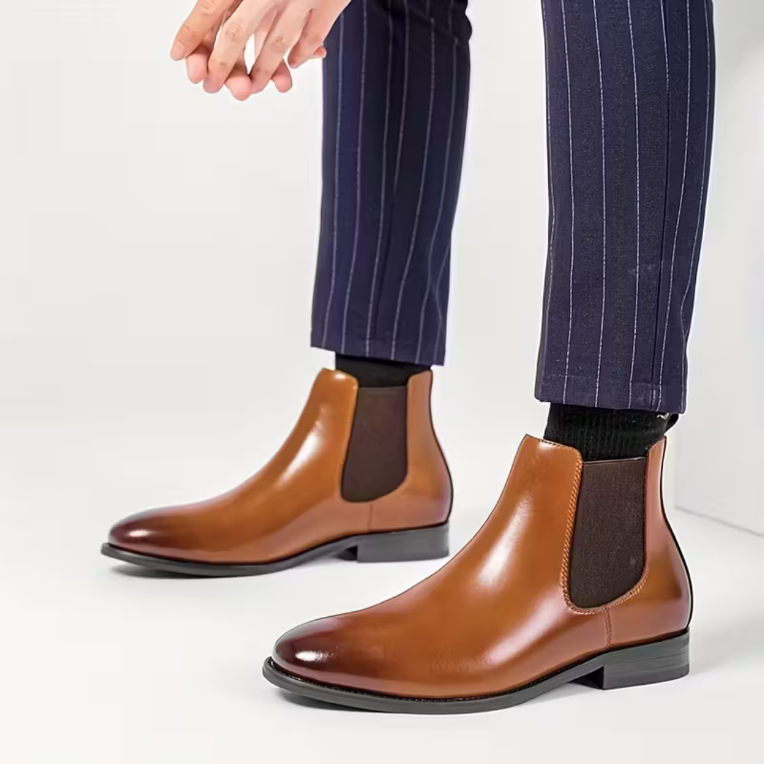 Men’s Brown Chelsea Boots – Pull Tab Design