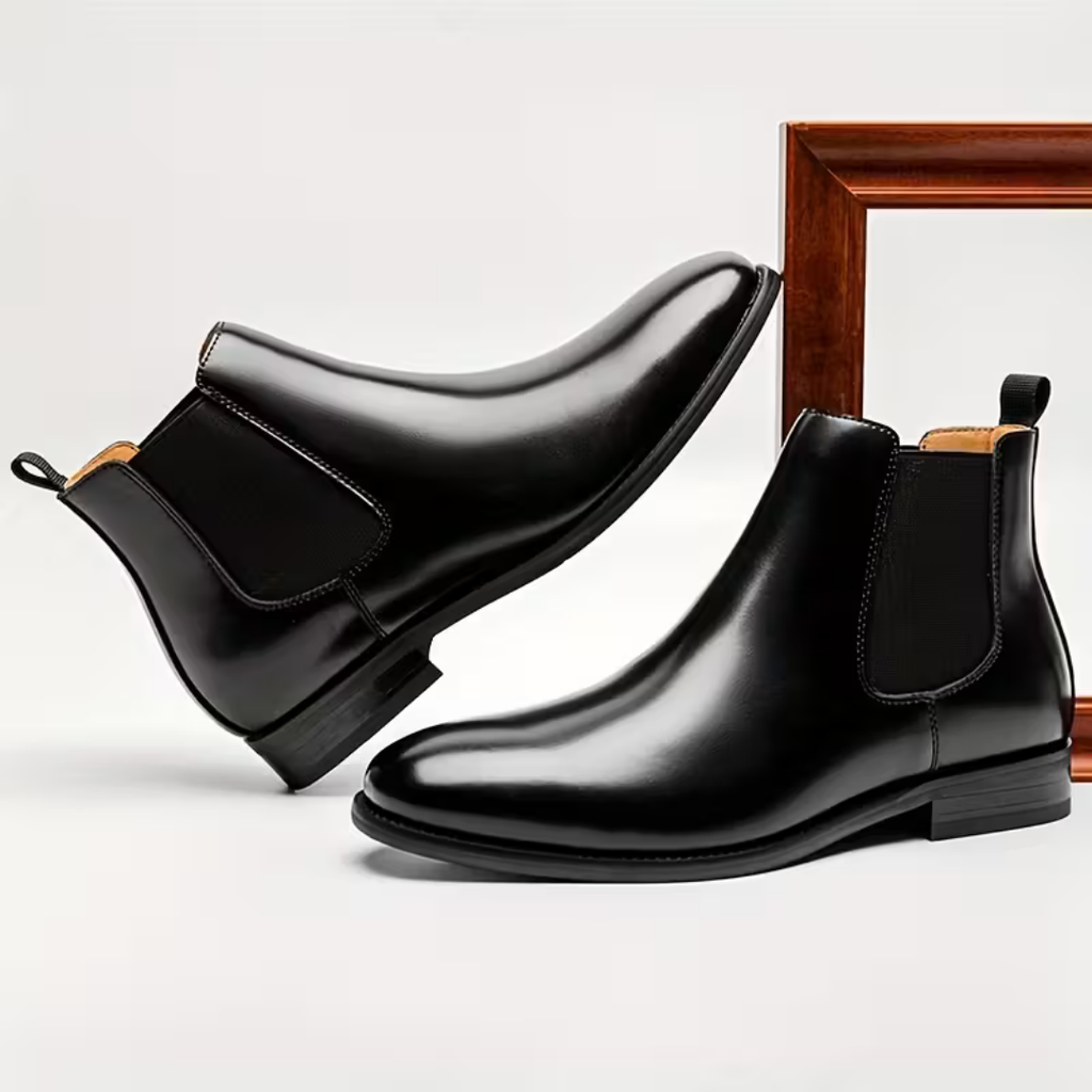 Men’s Black Chelsea Boots – Pull Tab Design