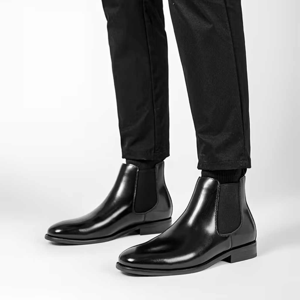 Men’s Black Chelsea Boots – Pull Tab Design
