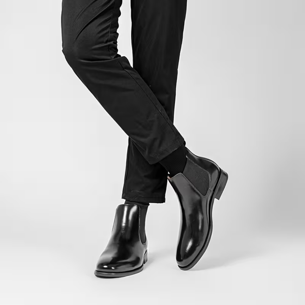 Men’s Black Chelsea Boots – Pull Tab Design