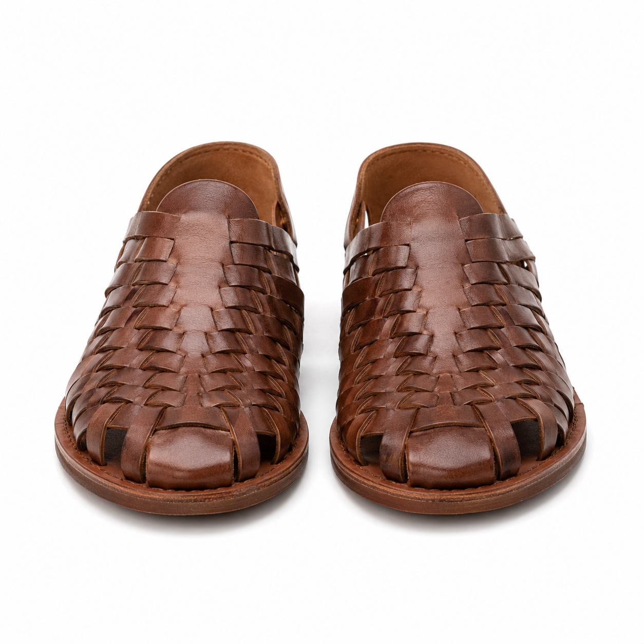 Front view of Modish-Vogue Men's Leather Huarache Sandals in brown.