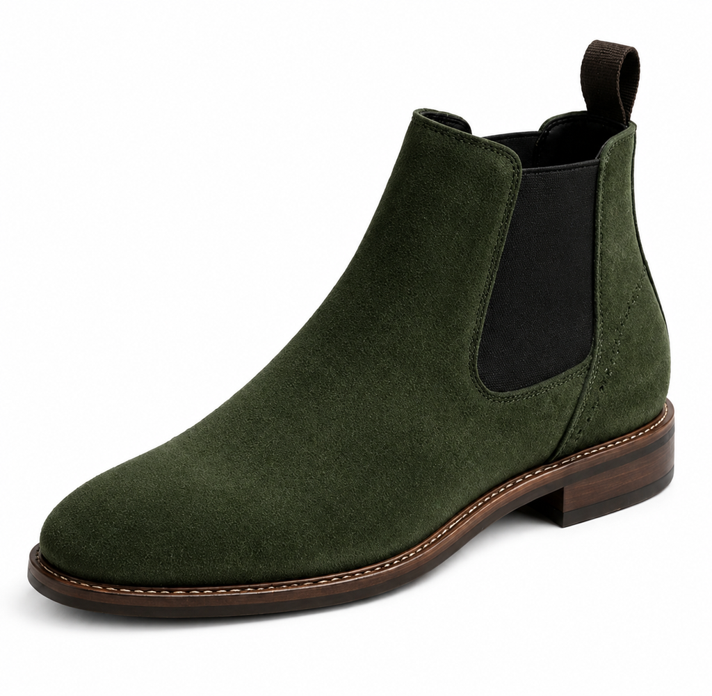 Men’s Olive Green Chelsea Boots – Suede Finish Design