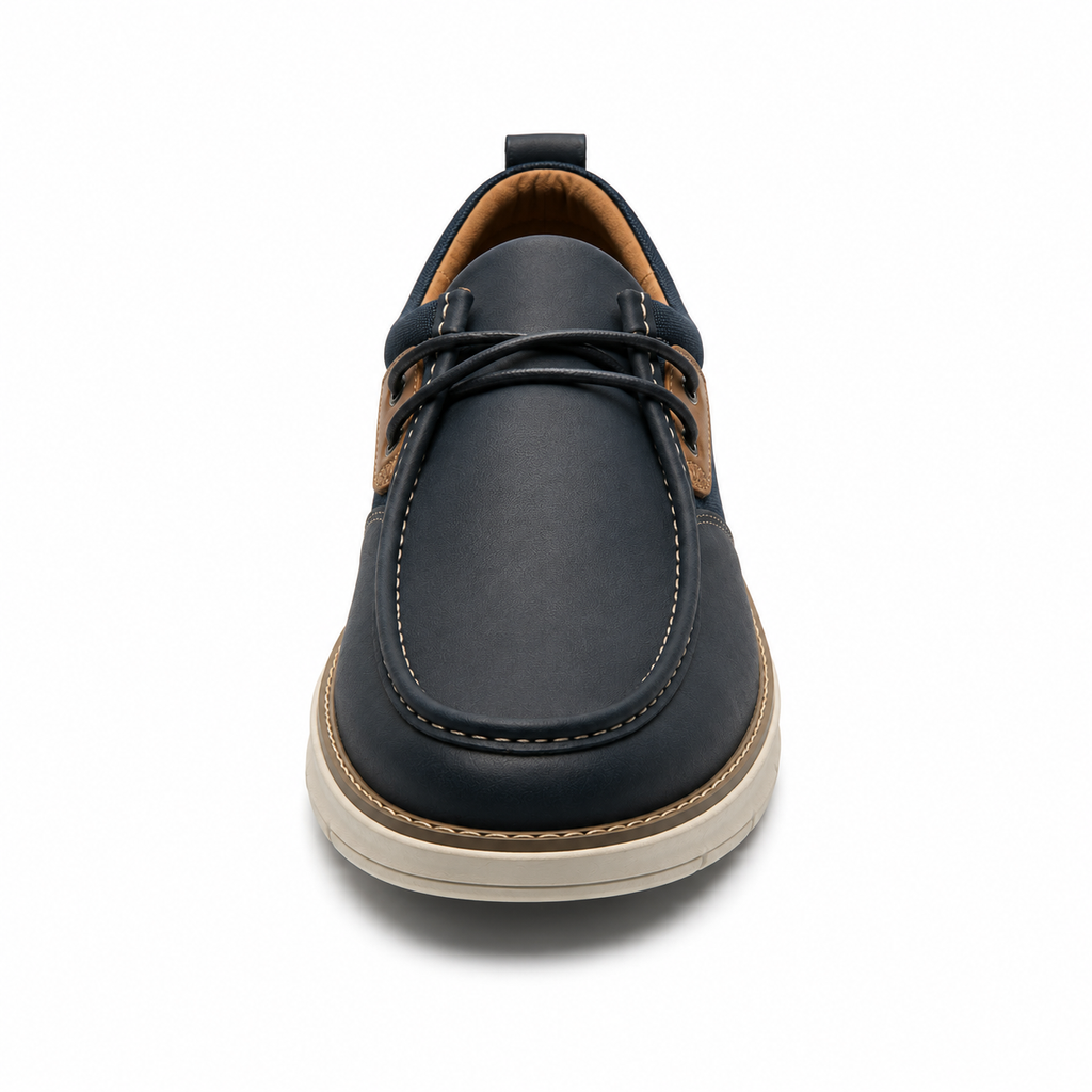 Men's Casual Lace-Up Comfort Shoes – Navy Blue & Tan