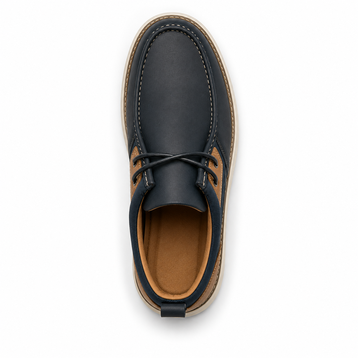 Men's Casual Lace-Up Comfort Shoes – Navy Blue & Tan