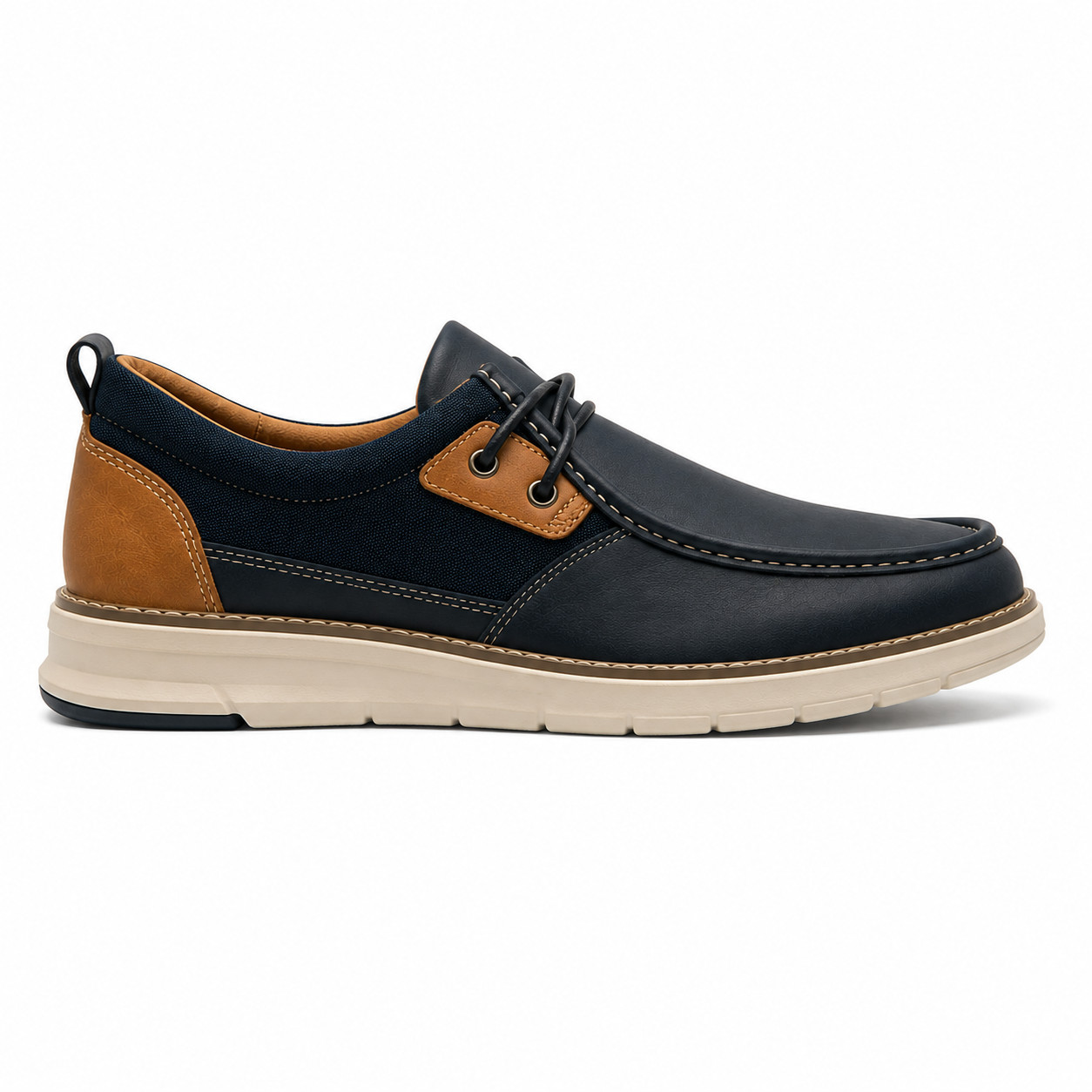 Men's Casual Lace-Up Comfort Shoes – Navy Blue & Tan