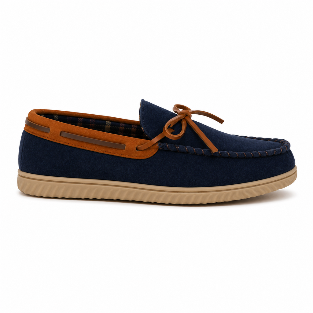 Men's Suede Driving Loafers – Navy Blue & Tan