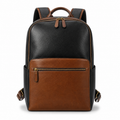Front view of Modish-Vogue leather backpack in black and brown.