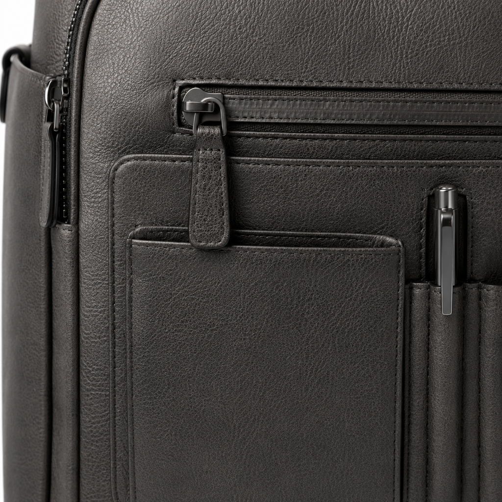 Interior view of the backpack showing storage compartments.
