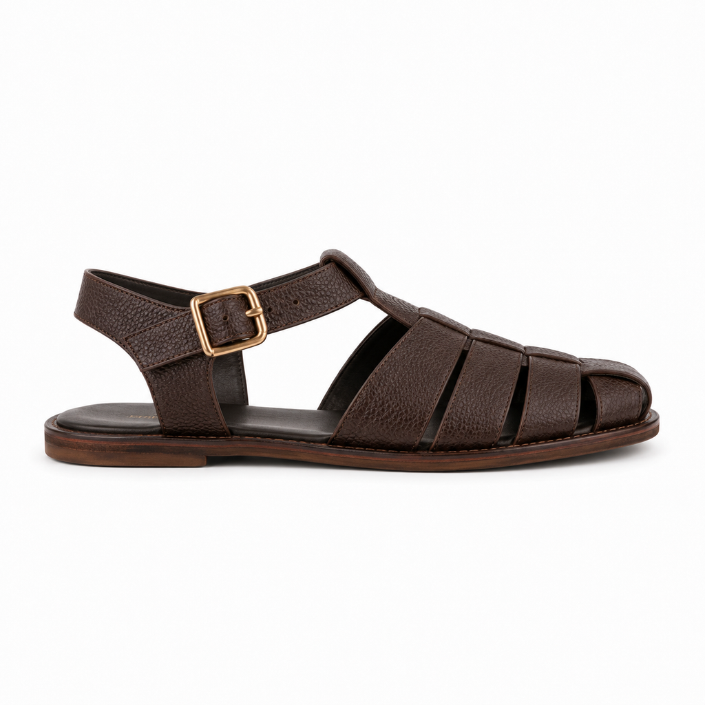 Top view of woven design on sandals