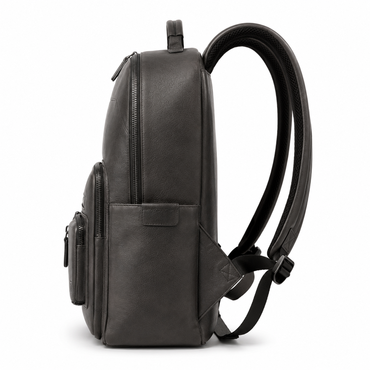 Close-up of the front compartments on the backpack.