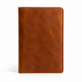 Front view of Modish-Vogue leather passport holder in tan.