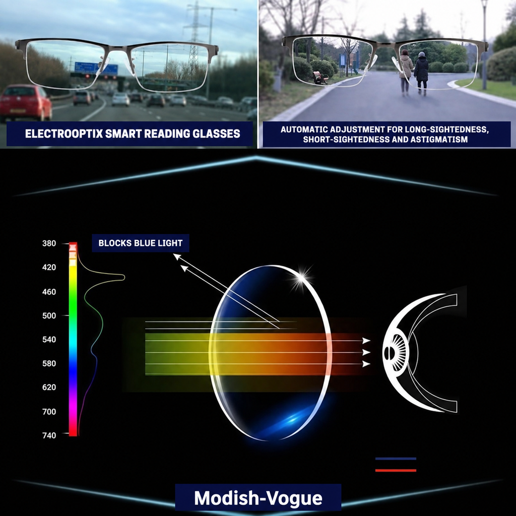 Person driving safely whilst wearing German Smart Progressive Glasses with anti-glare technology.