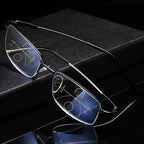 German Smart Progressive Glasses in their protective case, ready for daily use indoors and outdoors.