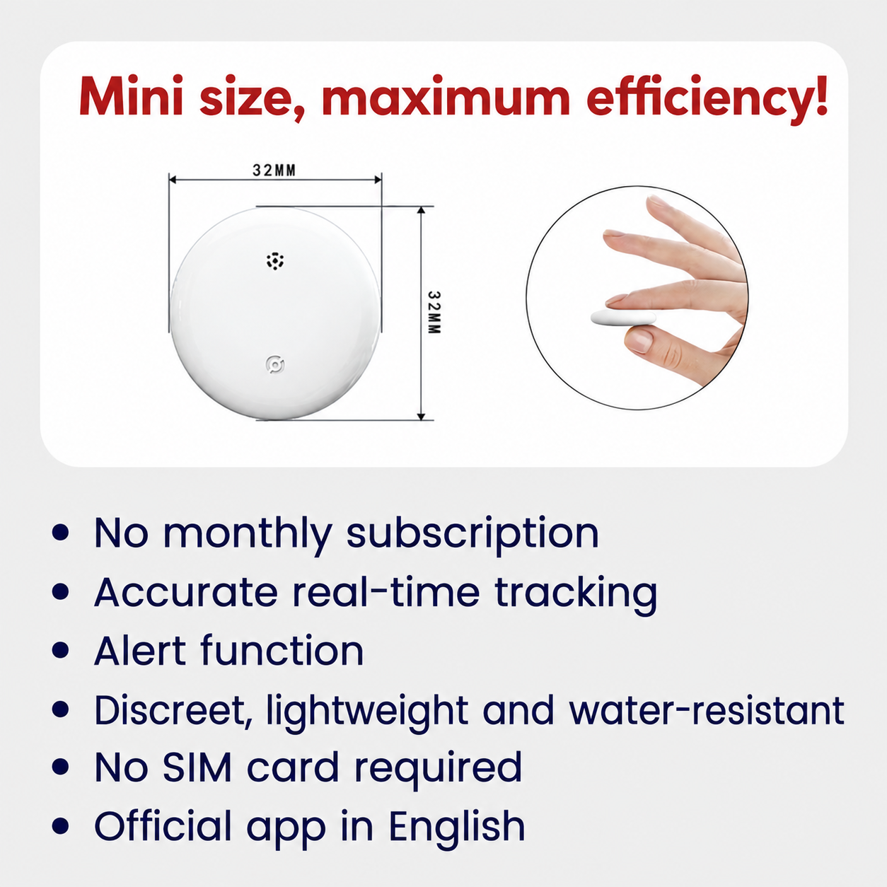 GPS Tracker for Elderly – No Subscription – Compatible with iPhone & Android