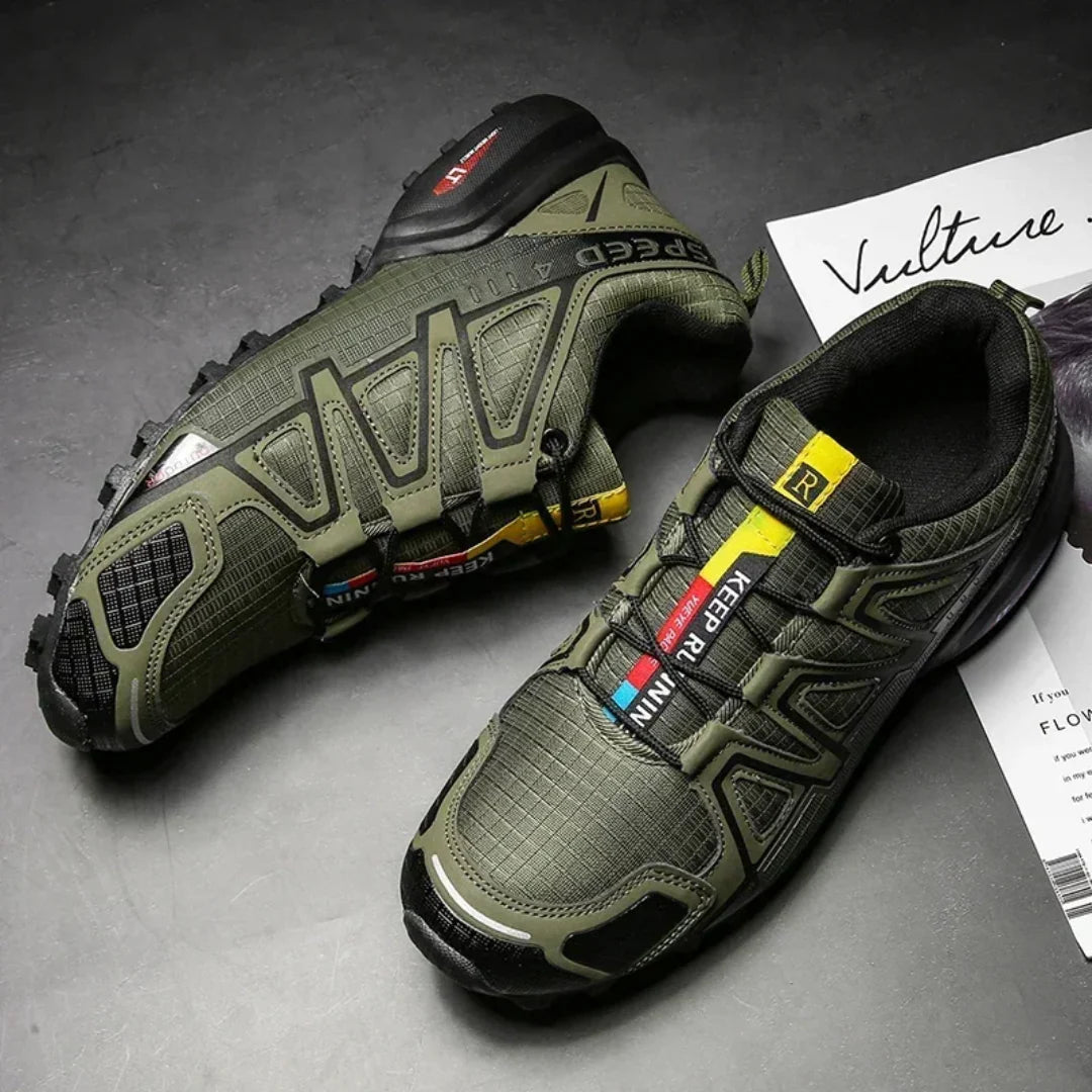 SpeedCross IV trainers in Black colourway with deep-lugged sole visible.