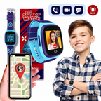BPA-free silicone strap of the kids' GPS watch in blue colour