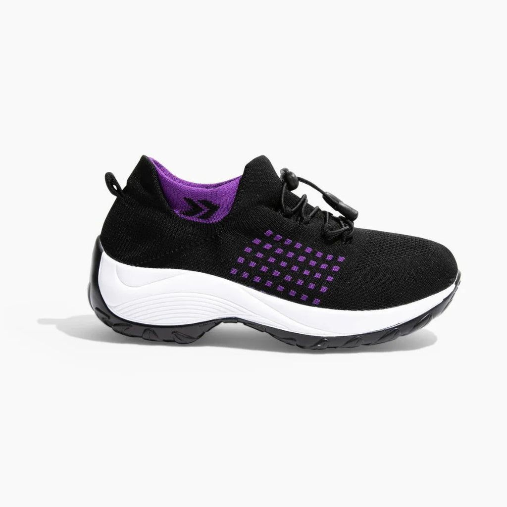 Orthofit trainers in black-turquoise colourway, full product view