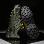 SpeedCross IV trainers heel counter demonstrating anti-puncture ergonomic design.