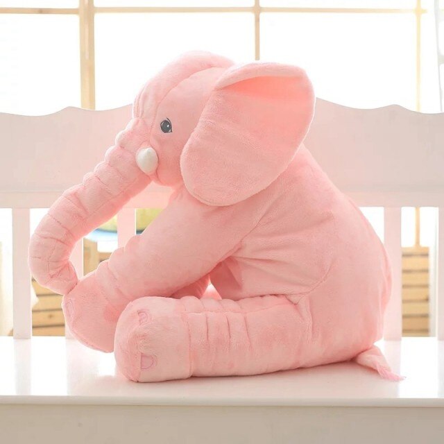 Elephant pillow for babies showing reinforced stitching detail