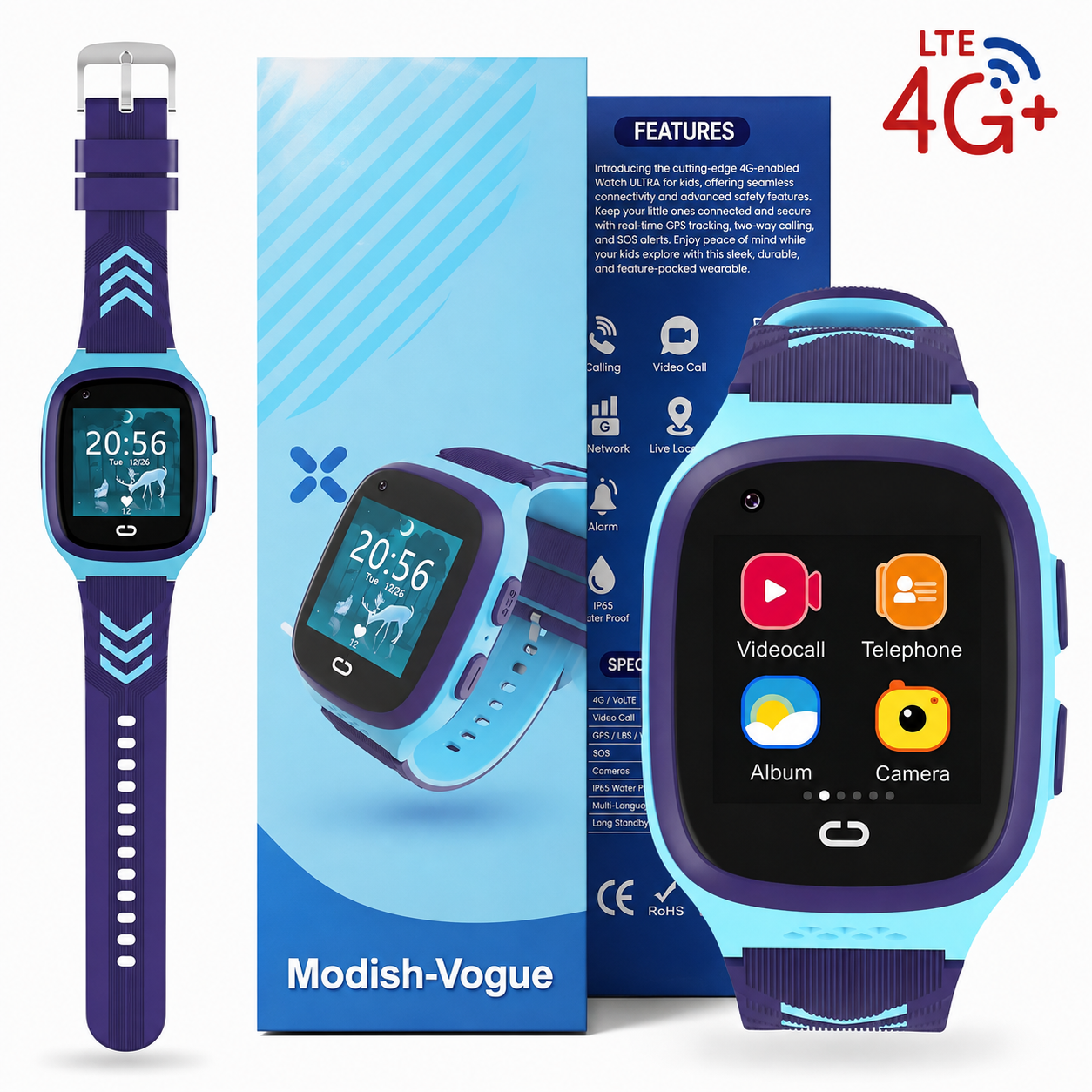 Compact OLED display of the children's GPS watch with intuitive interface