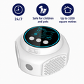 Ultrasonic spider repeller plugged into wall socket in modern home interior