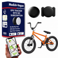 GPS tracker for bicycle showing compact design and compatibility with Apple Find My and Google Find My Device apps