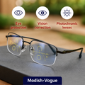 Modish-Vogue German Smart Progressive Glasses with photochromic lenses for clear vision at all distances.