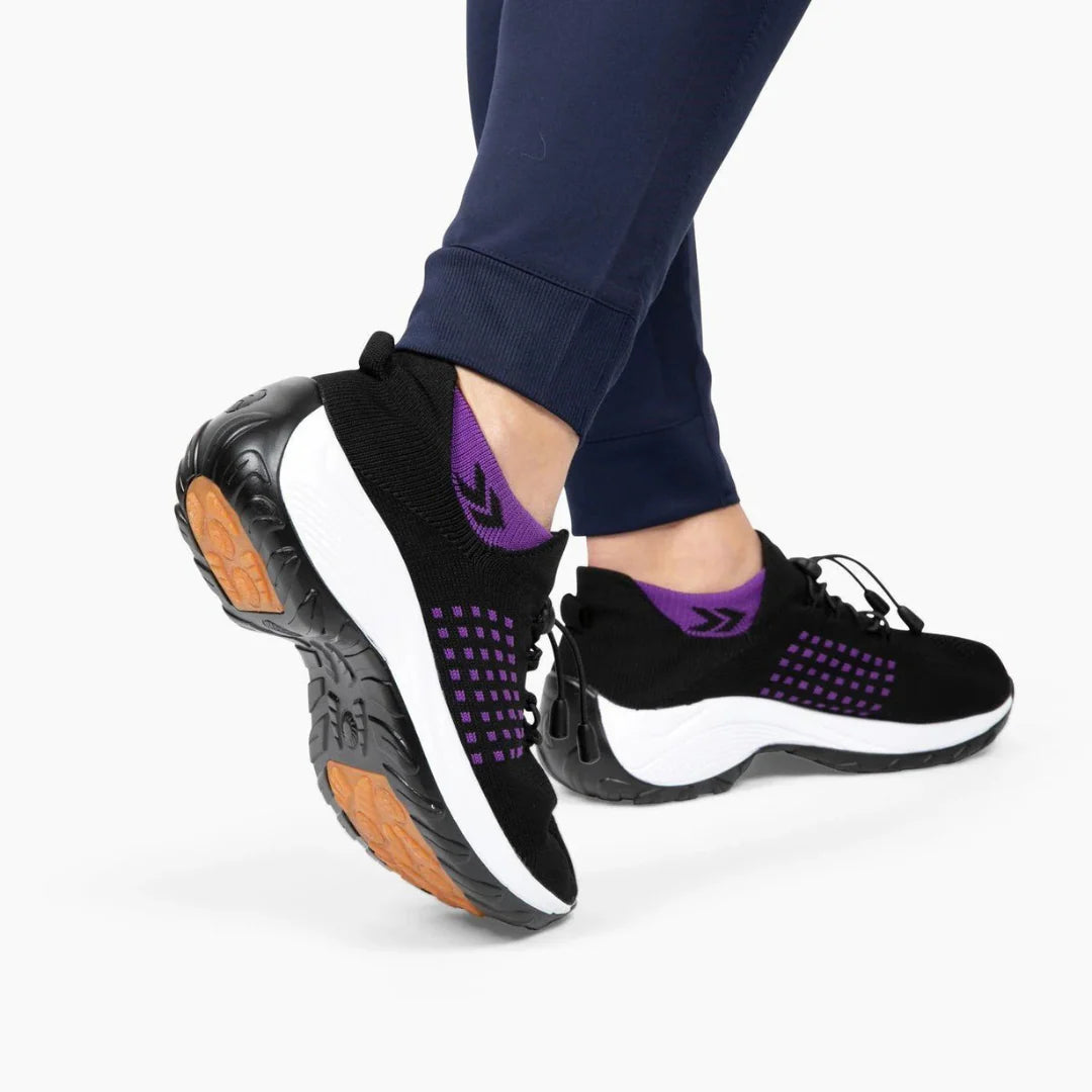 Orthofit trainer breathable fabric detail, showing moisture-wicking properties