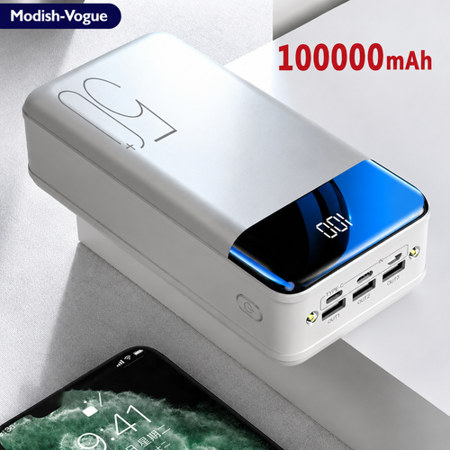 Close-up view of TitanCharge power bank showing multiple USB-A, USB-C and DC charging ports