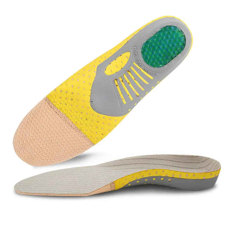 ConfortPlus™ orthopaedic insoles placed inside a trainer, demonstrating universal fit and comfort